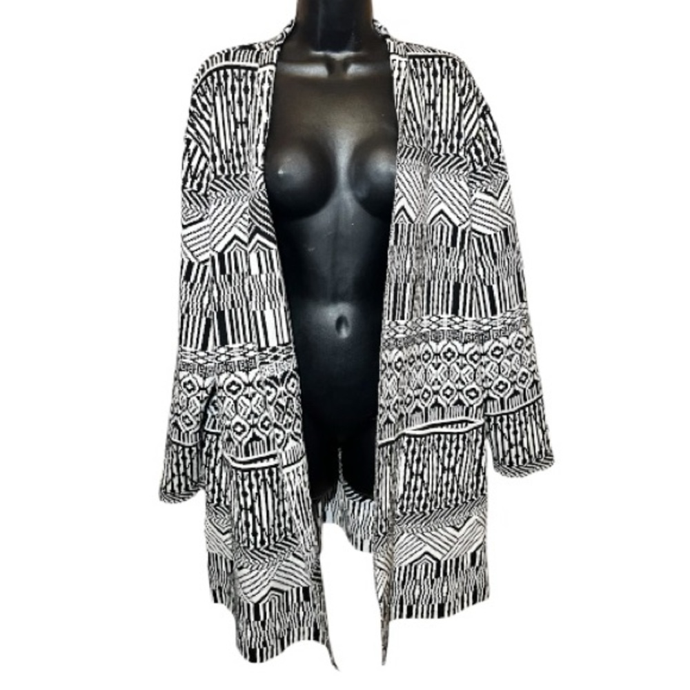 Ruby Rd. Black And White Geometric Patterned Long… - image 1